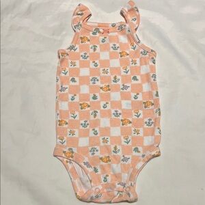 “Bundle 10/$13” Carter's 9 month Peach and White Baby girl bodysuit short sleeve